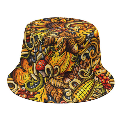 Abstract Sunflower Pattern Print Bucket Hat