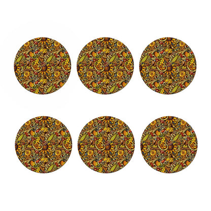 Abstract Sunflower Pattern Print Coaster Set