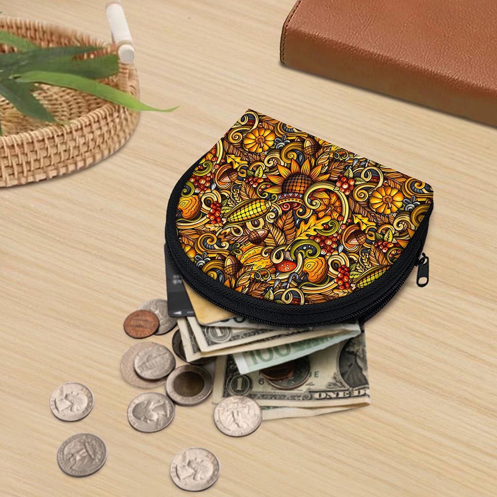 Abstract Sunflower Pattern Print Coin Purse