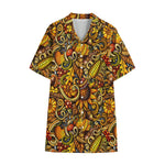 Abstract Sunflower Pattern Print Cotton Hawaiian Shirt