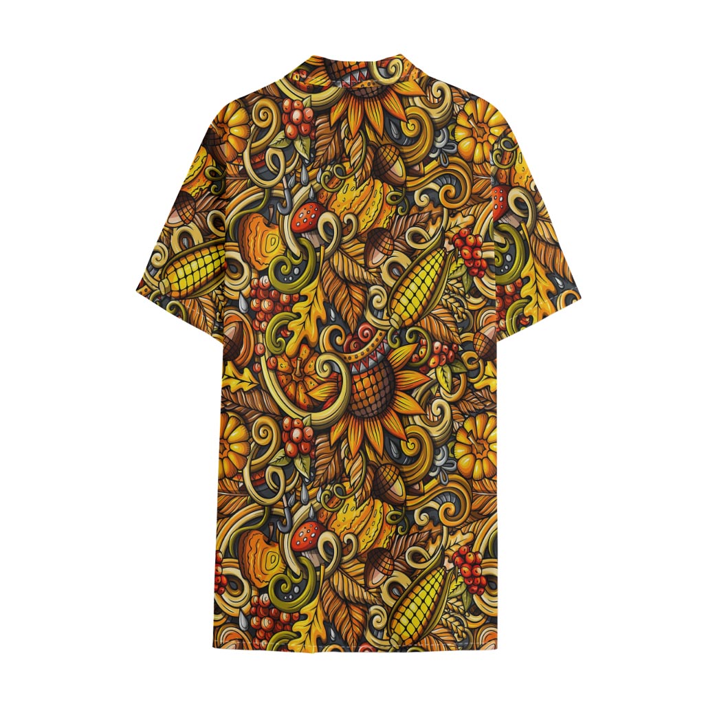 Abstract Sunflower Pattern Print Cotton Hawaiian Shirt