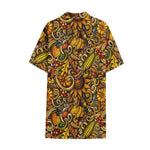 Abstract Sunflower Pattern Print Cotton Hawaiian Shirt