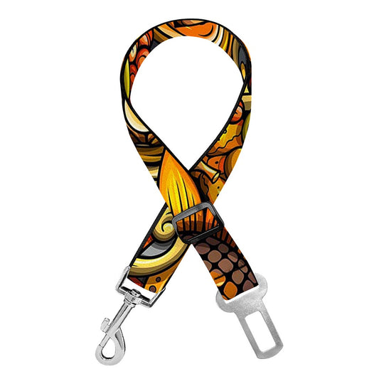 Abstract Sunflower Pattern Print Dog Seat Belt
