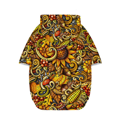 Abstract Sunflower Pattern Print Dog Zip Up Hoodie