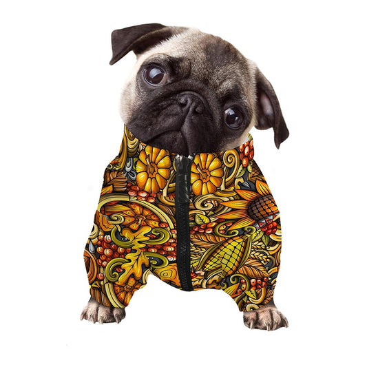 Abstract Sunflower Pattern Print Dog Zip Up Jacket