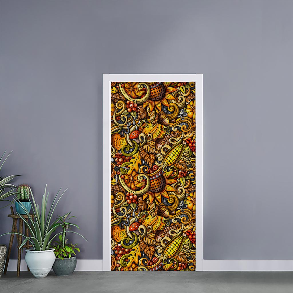 Abstract Sunflower Pattern Print Door Sticker