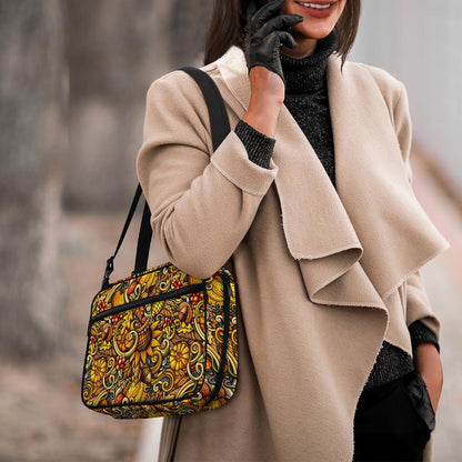 Abstract Sunflower Pattern Print Double Strap Bible Bag