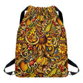 Abstract Sunflower Pattern Print Drawstring Backpack