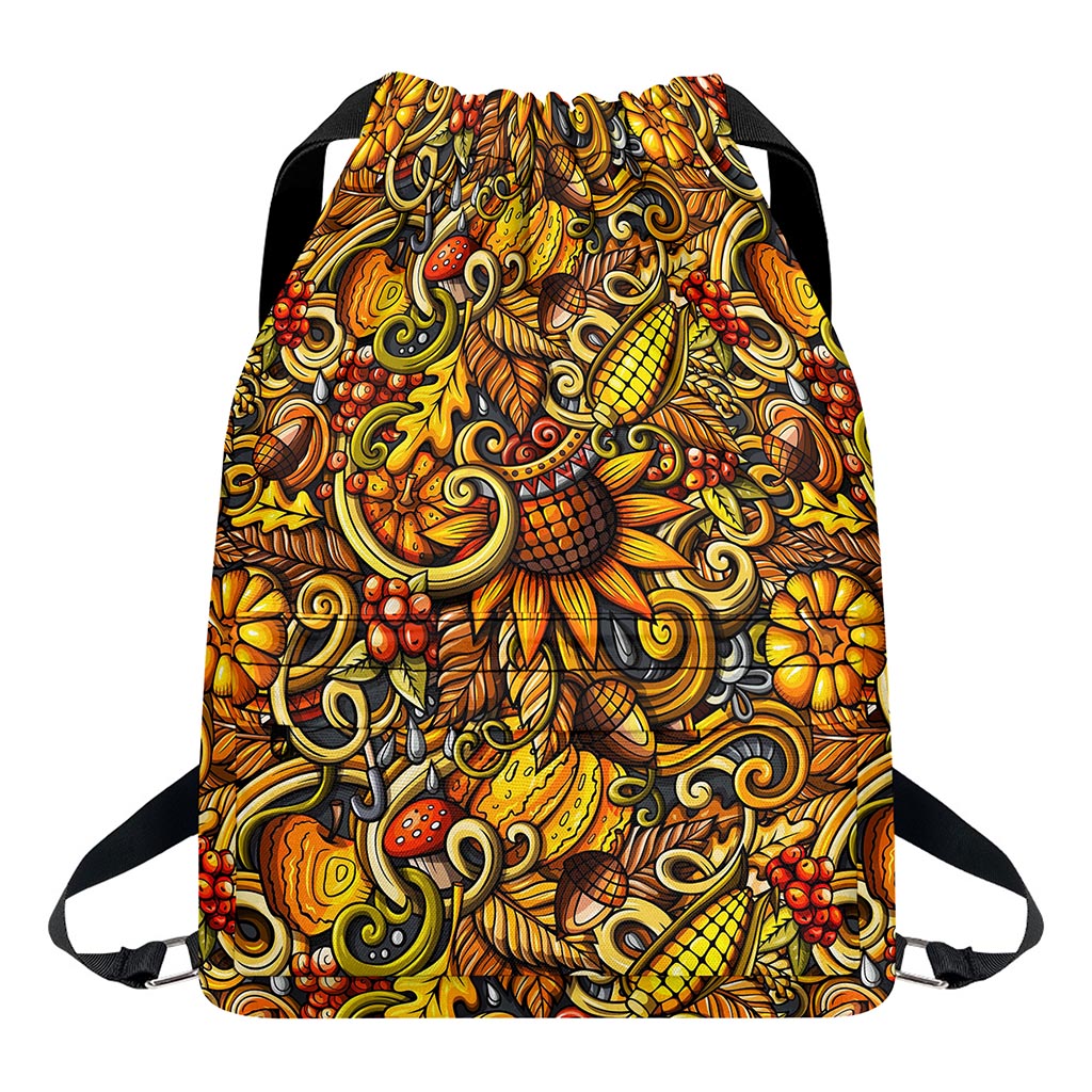 Abstract Sunflower Pattern Print Drawstring Backpack