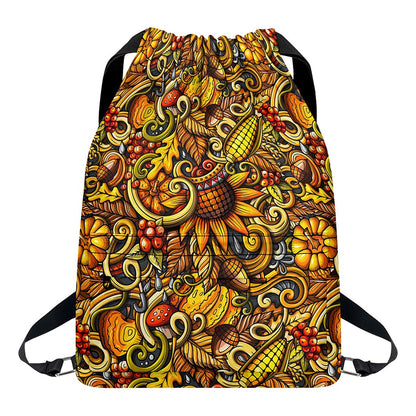 Abstract Sunflower Pattern Print Drawstring Backpack