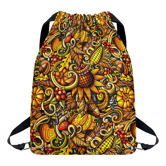 Abstract Sunflower Pattern Print Drawstring Backpack