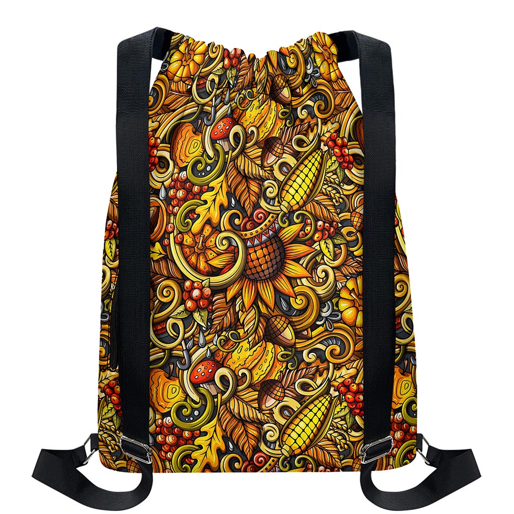 Abstract Sunflower Pattern Print Drawstring Backpack