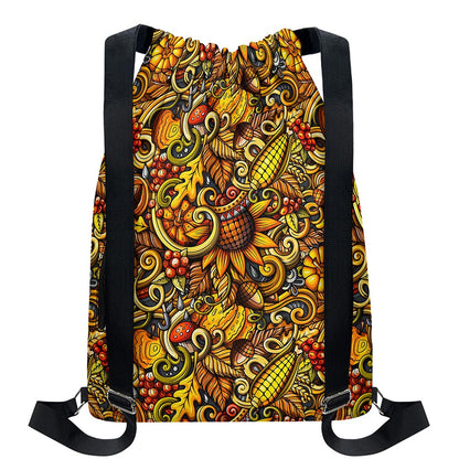 Abstract Sunflower Pattern Print Drawstring Backpack