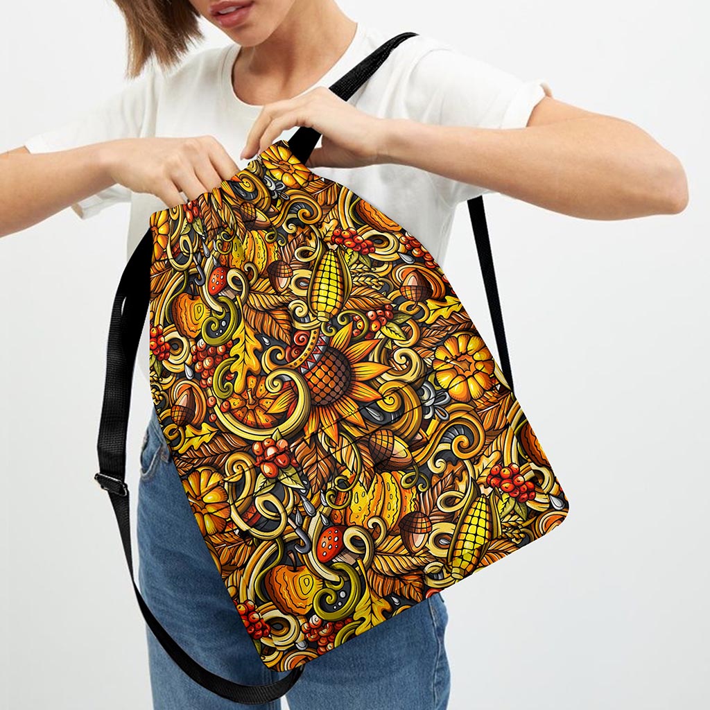 Abstract Sunflower Pattern Print Drawstring Backpack