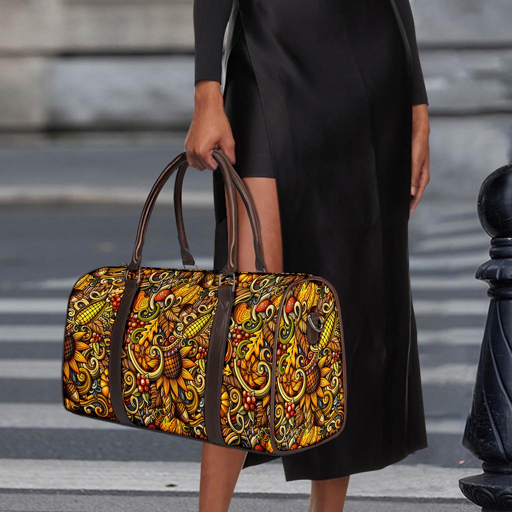 Abstract Sunflower Pattern Print Duffle Bag