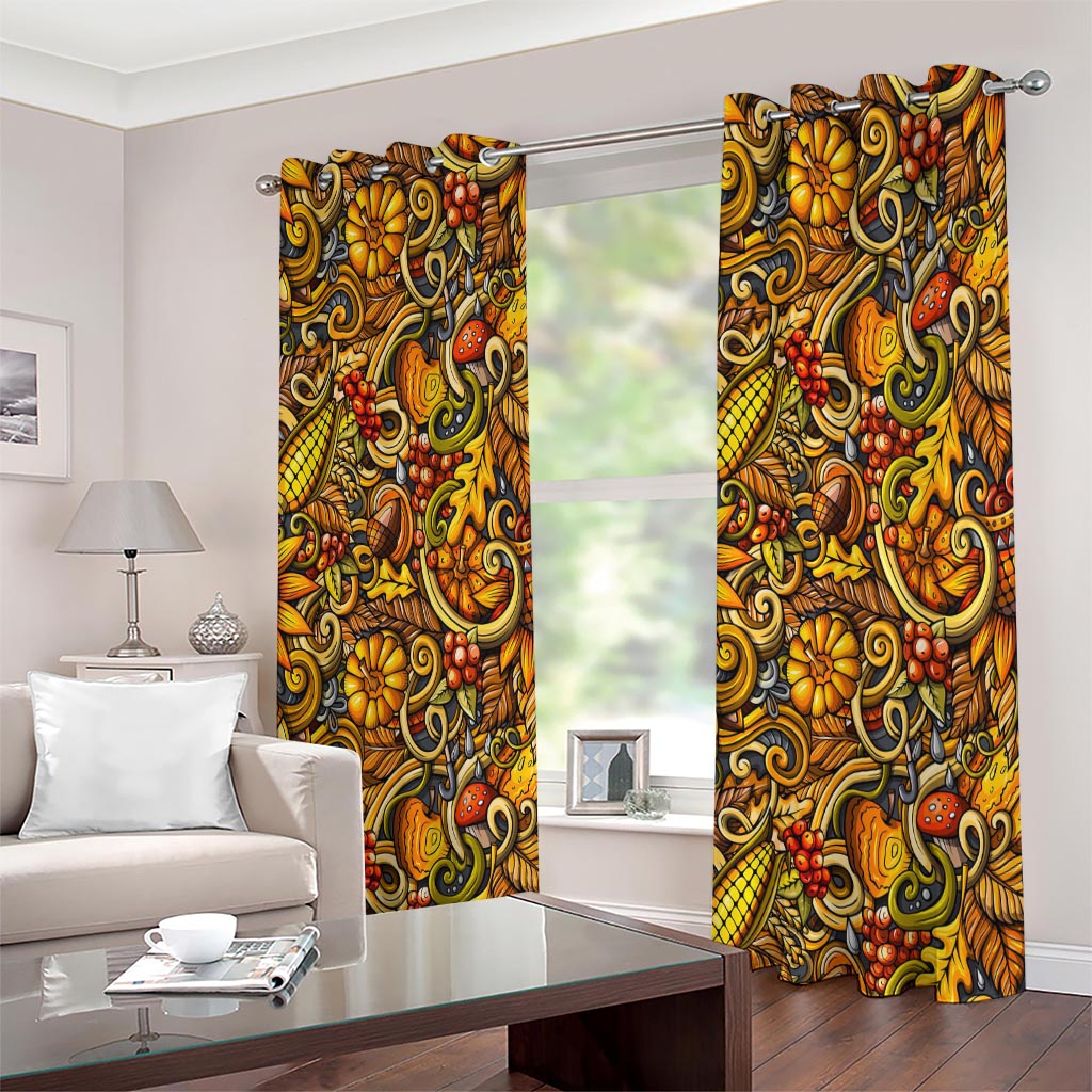 Abstract Sunflower Pattern Print Extra Wide Grommet Curtains