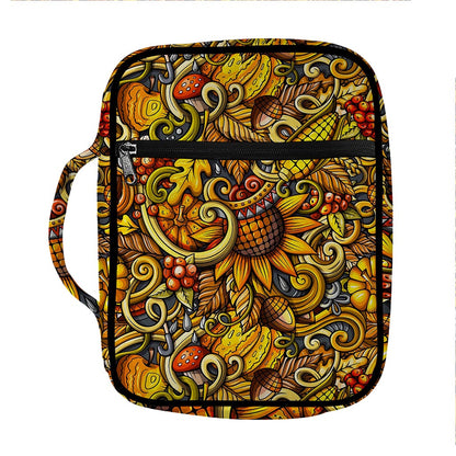 Abstract Sunflower Pattern Print Front Pocket Bible Bag