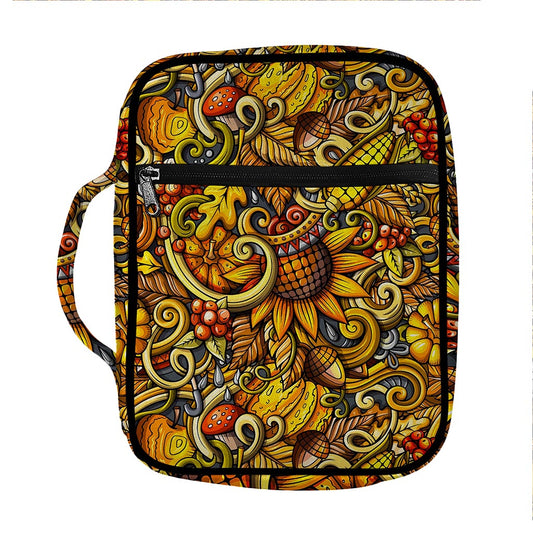 Abstract Sunflower Pattern Print Front Pocket Bible Bag
