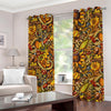 Abstract Sunflower Pattern Print Grommet Curtains