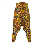 Abstract Sunflower Pattern Print Hammer Pants