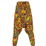 Abstract Sunflower Pattern Print Hammer Pants