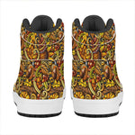 Abstract Sunflower Pattern Print High Top Leather Sneakers