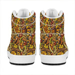 Abstract Sunflower Pattern Print High Top Leather Sneakers