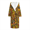 Abstract Sunflower Pattern Print Hooded Bathrobe