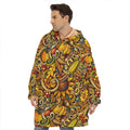 Abstract Sunflower Pattern Print Hoodie Blanket