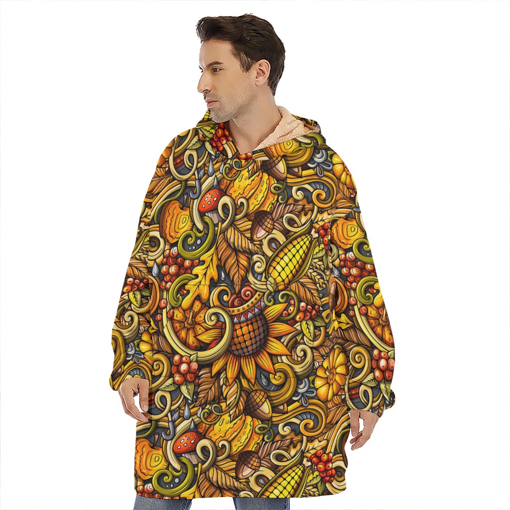 Abstract Sunflower Pattern Print Hoodie Blanket