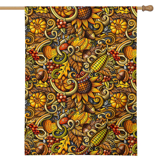 Abstract Sunflower Pattern Print House Flag