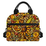 Abstract Sunflower Pattern Print Insulated Lunch Bag