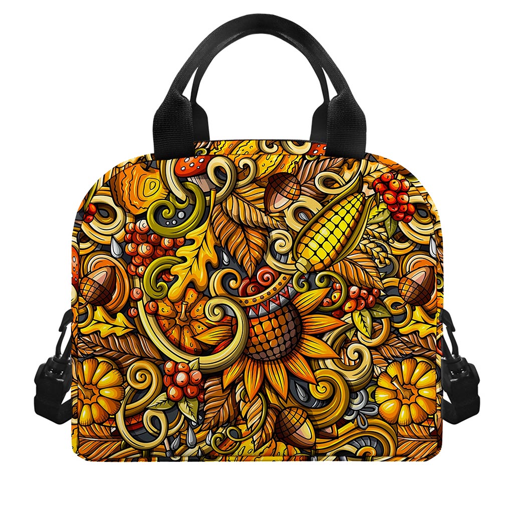Abstract Sunflower Pattern Print Insulated Lunch Bag