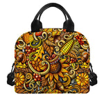 Abstract Sunflower Pattern Print Insulated Lunch Bag