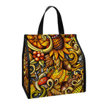 Abstract Sunflower Pattern Print Insulated Lunch Tote