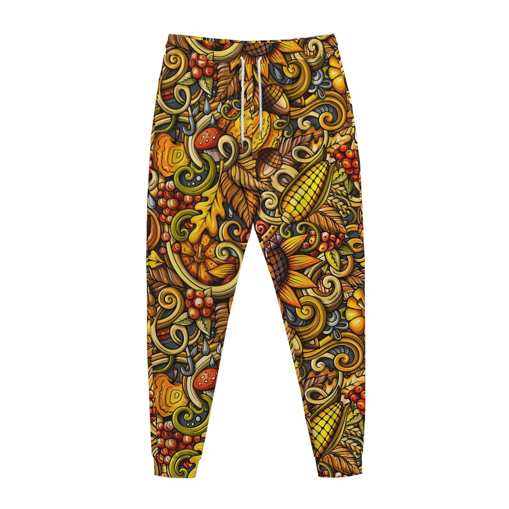 Abstract Sunflower Pattern Print Jogger Pants