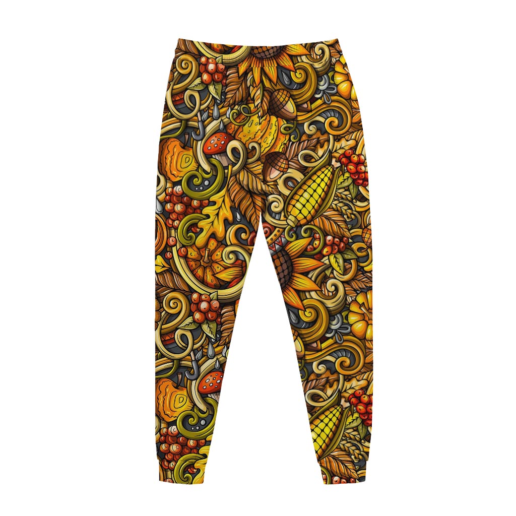 Abstract Sunflower Pattern Print Jogger Pants