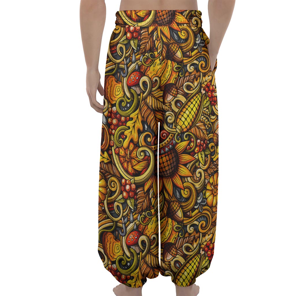 Abstract Sunflower Pattern Print Lantern Pants