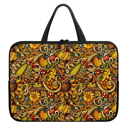 Abstract Sunflower Pattern Print Laptop Sleeve With Handle