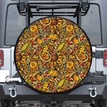 Abstract Sunflower Pattern Print Leather Spare Tire Cover