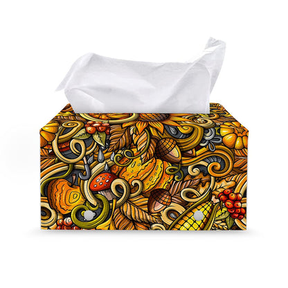 Abstract Sunflower Pattern Print Leather Tissue Box Cover