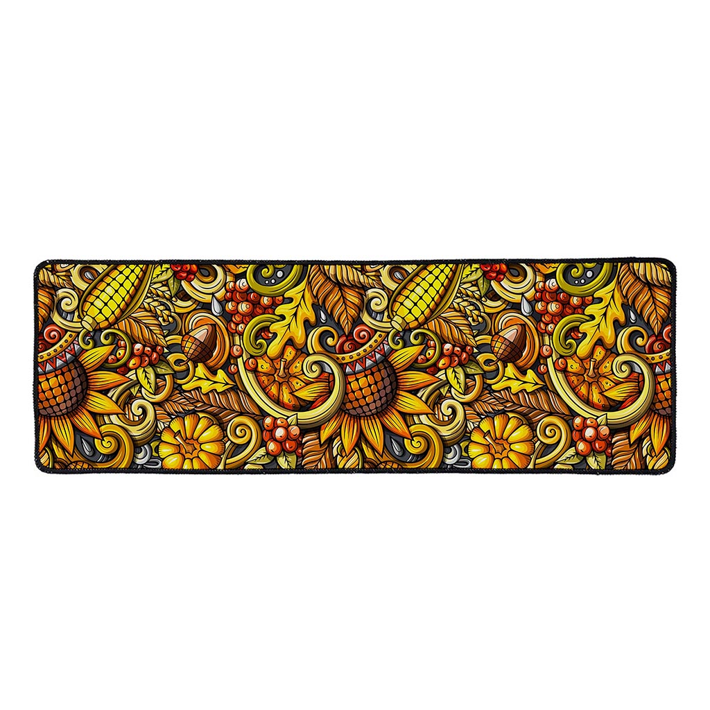 Abstract Sunflower Pattern Print Long Kitchen Mat