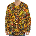 Abstract Sunflower Pattern Print Long Sleeve Baseball Jersey