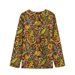 Abstract Sunflower Pattern Print Long Sleeve Short Coat