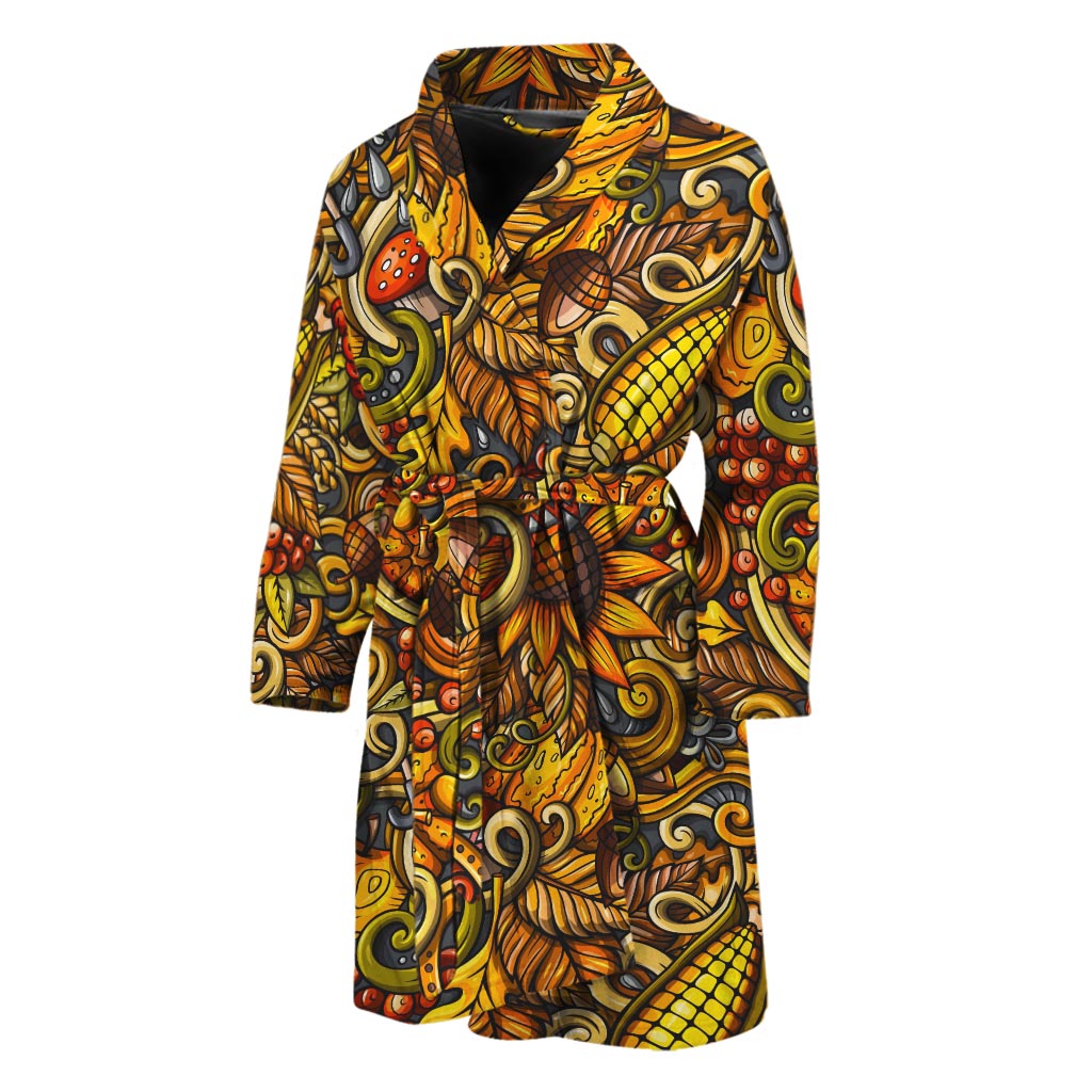 Abstract Sunflower Pattern Print Men's Bathrobe