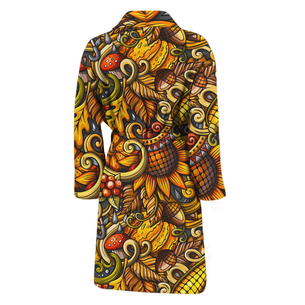 Abstract Sunflower Pattern Print Men's Bathrobe
