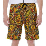 Abstract Sunflower Pattern Print Men's Beach Shorts