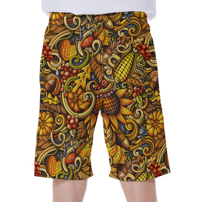 Abstract Sunflower Pattern Print Men's Beach Shorts