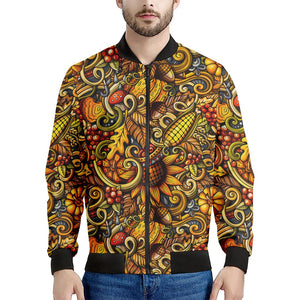 Abstract Sunflower Pattern Print Men's Bomber Jacket