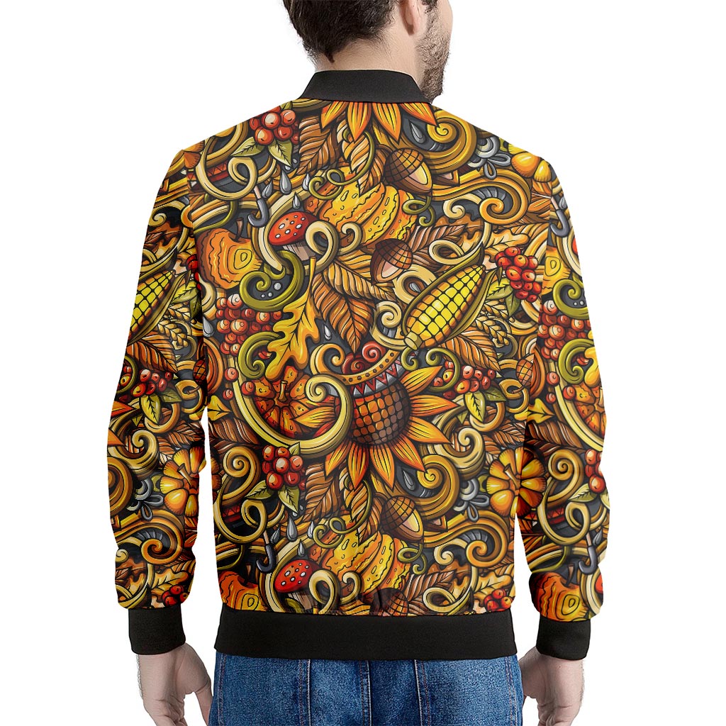 Abstract Sunflower Pattern Print Men's Bomber Jacket